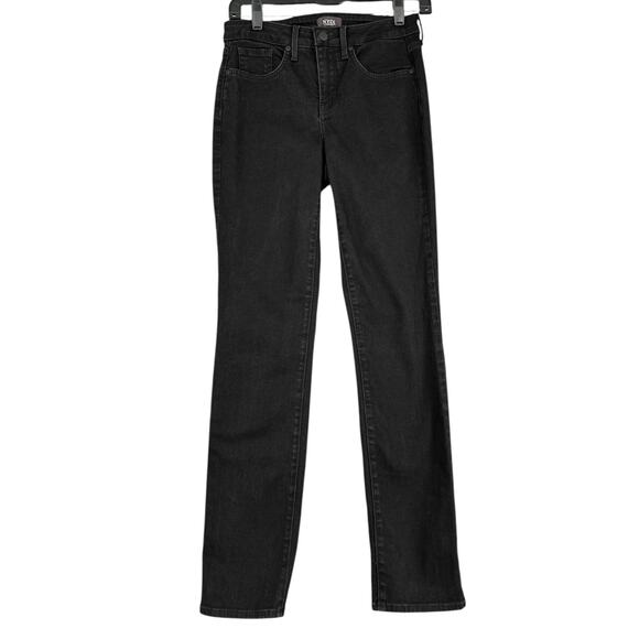 NYDJ Sheri Slim Black 5 Pocket Straight Fit Classic Denim Jeans Type Size‎ 0 - Picture 1 of 8